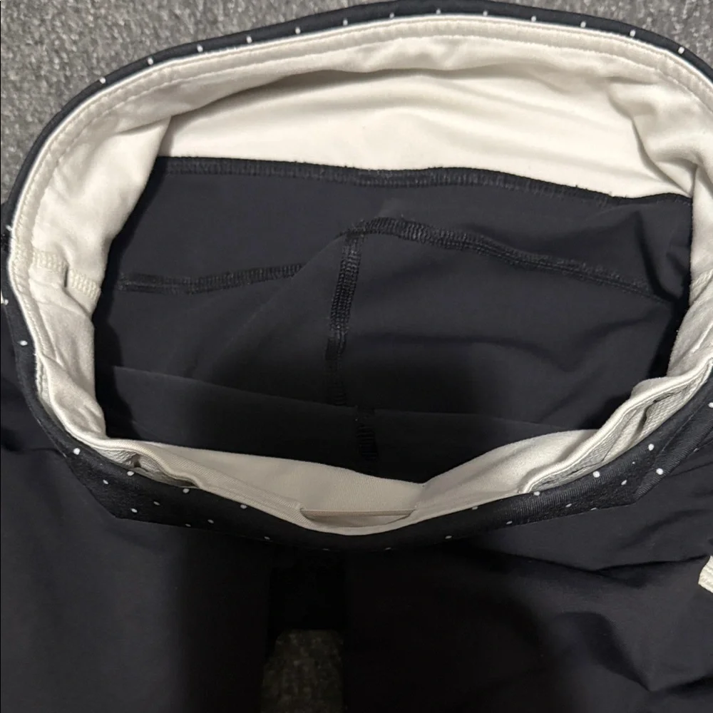 Lululemon Wunder Under Roll Down Crop Black Polka Dot Waistband White Stripe {4} - Picture 6 of 11